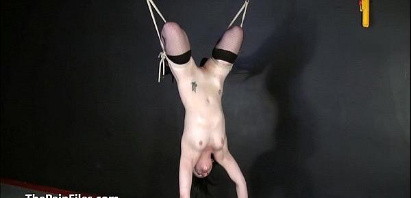  Suspension bondage of submissive Isabel Dean in brutal sado maso domination and crying slave in bdsm and pain